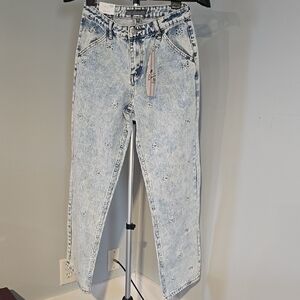 Cali 1850 light acidwash denim jeans embroidered daisy Size 7/28 Youth